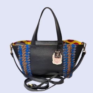 Exquisite J Milano - * Borsa Due Manici Pelle Blu Navy