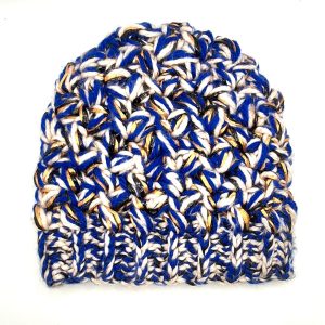 Exquisite J Milano FW2024-25 - Cappello Lana e Rafia Oro/Blu elettrico