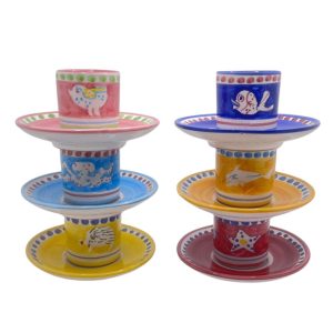 Tazzine - Solimene Decoro Campagna Set 6 Tazzine caffè con piattino Mix2