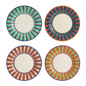 Piatti - Fiorirà un Giardino Pop stripes Set 4 Piatti Piani melamina