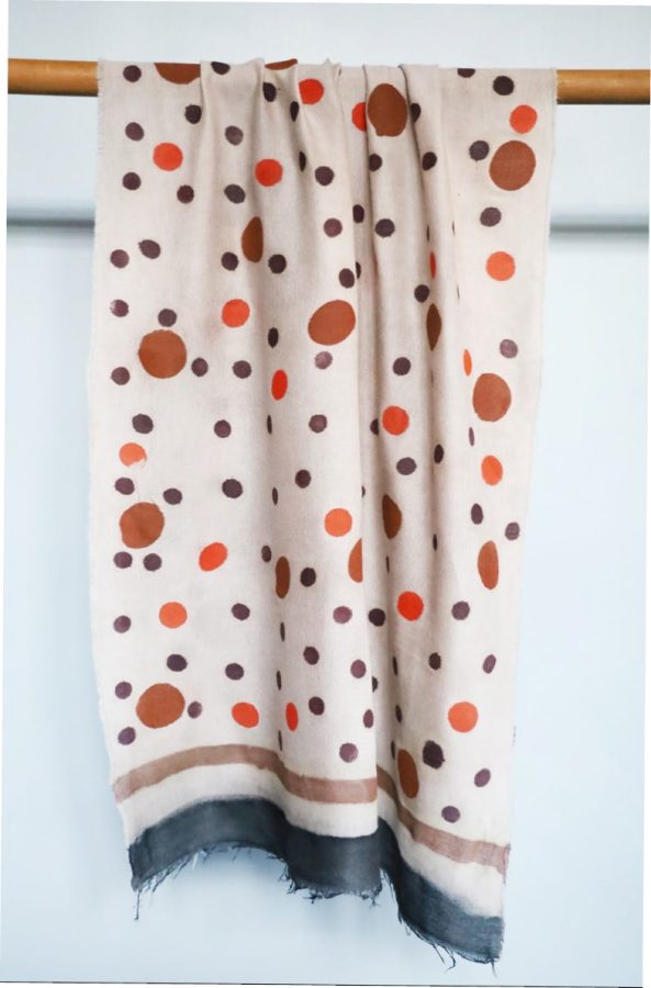 Exquisite J Milano - Sciarpa in garza di Lana Pois Beige