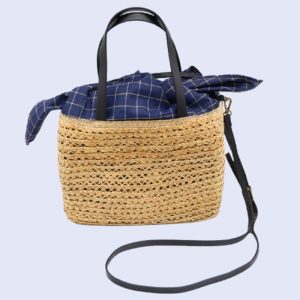 Exquisite J Milano - * Borsa Quadrata Rafia Fazzoletto a quadri