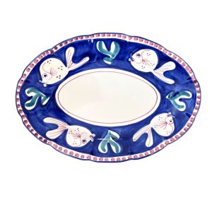 Piatti - Solimene Decoro Fattoria Ovale 38cm Pesce Blu