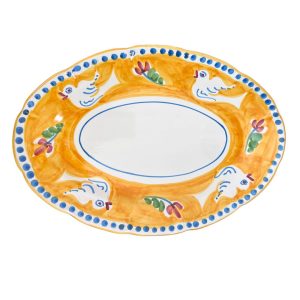 Piatti - Solimene Decoro Fattoria Ovale 38cm Colomba Arancione